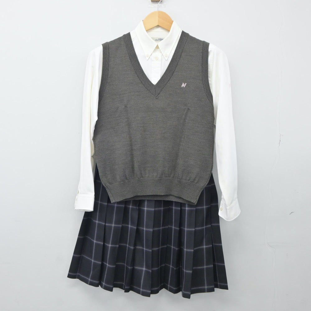 【中古】東京都 日本大学豊山女子高等学校 女子制服 3点（ニットベスト・シャツ・スカート）sf024612