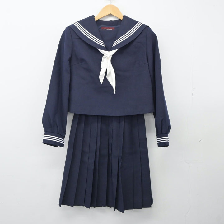 中古制服】広島県 府中高等学校 女子制服 3点（セーラー服・スカート