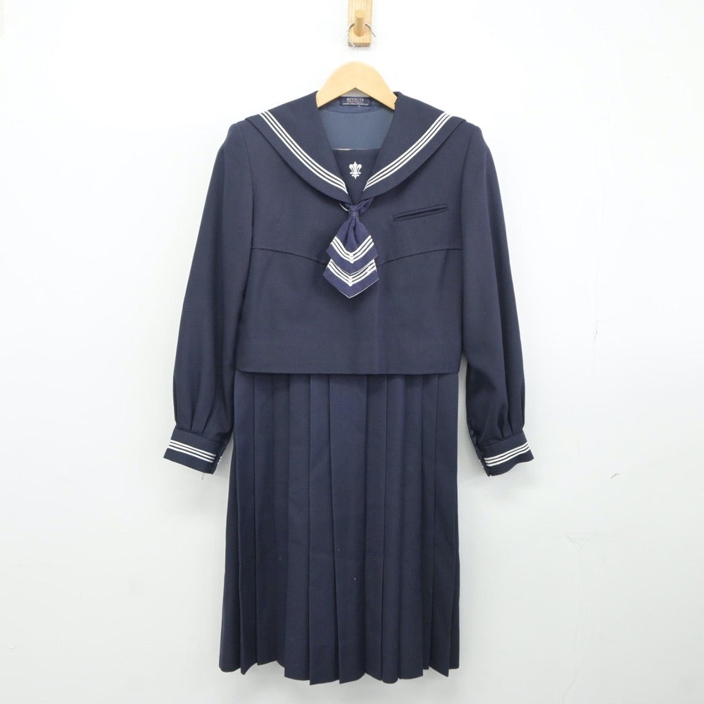 【中古】熊本県 八代白百合学園高等学校 女子制服 3点（セーラー服・ジャンパースカート）sf024670