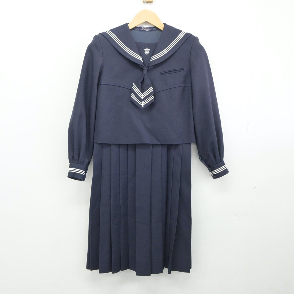 【中古】熊本県 八代白百合学園高等学校 女子制服 3点（セーラー服・ジャンパースカート）sf024671