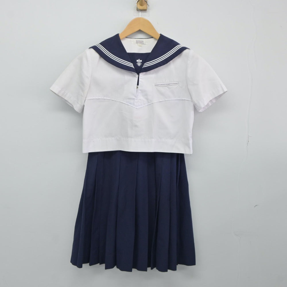 【中古】熊本県 八代白百合学園高等学校 女子制服 2点（セーラー服・スカート）sf024672