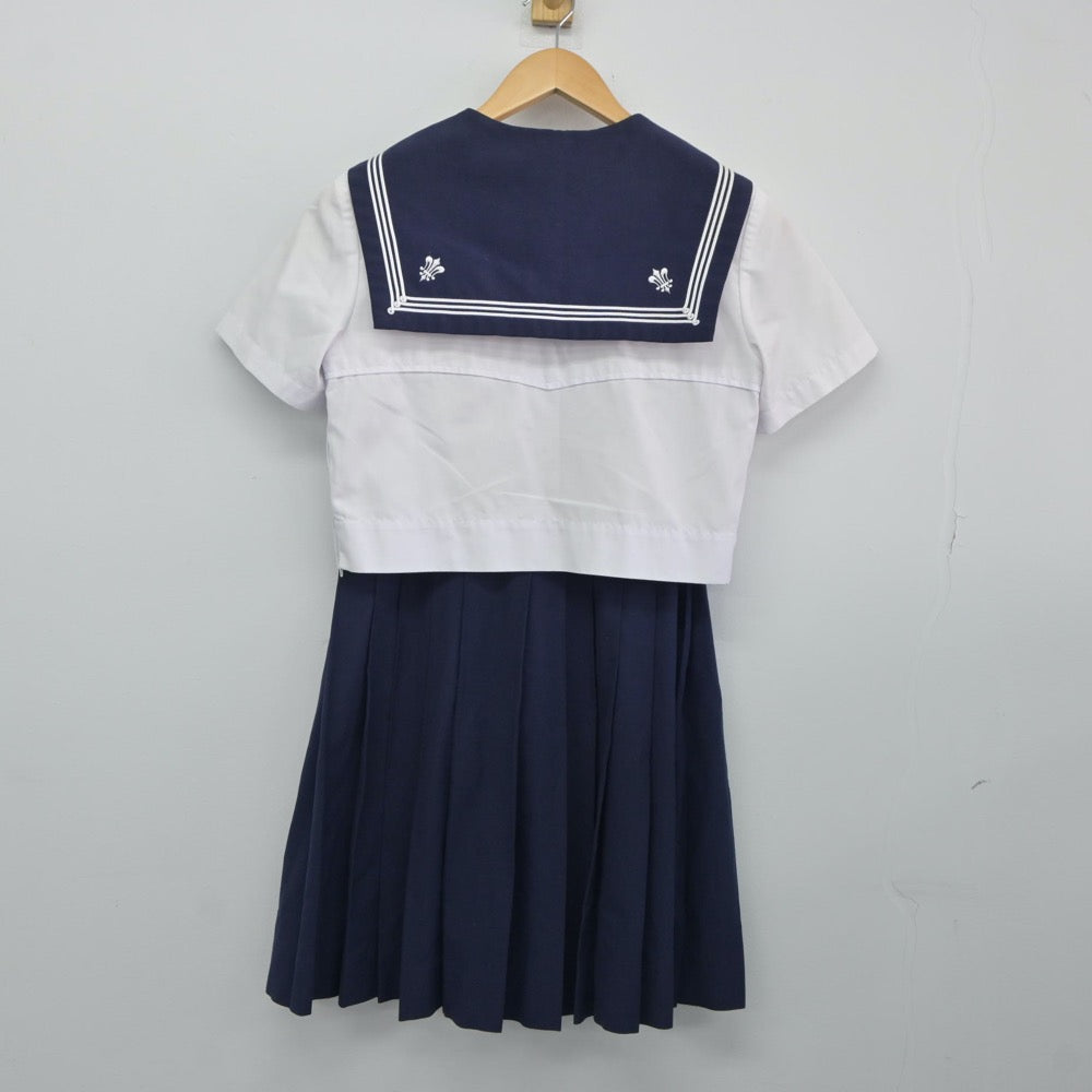 【中古】熊本県 八代白百合学園高等学校 女子制服 2点（セーラー服・スカート）sf024672