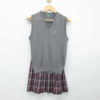 【中古】東京都 青山学院高等部 女子制服 3点（ニットベスト・スカート・スカート）sf024678