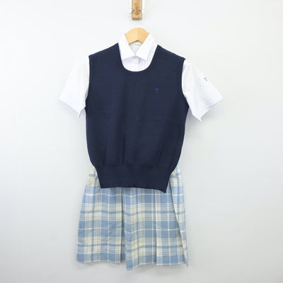 【中古】東京都 頌栄女子学院高等学校 女子制服 3点（シャツ・ニットベスト・スカート）sf024697