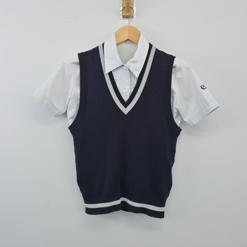 【中古】静岡県 加藤学園高等学校 女子制服 2点（シャツ・ニットベスト）sf024732