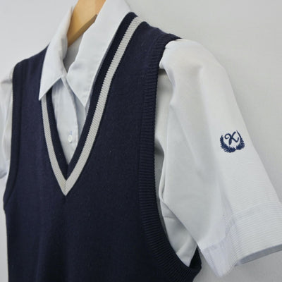 【中古】静岡県 加藤学園高等学校 女子制服 2点（シャツ・ニットベスト）sf024732