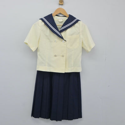 【中古】福島県 郡山商業高等学校 女子制服 2点（セーラー服・スカート）sf024781