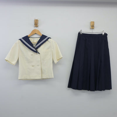 【中古】福島県 郡山商業高等学校 女子制服 2点（セーラー服・スカート）sf024782