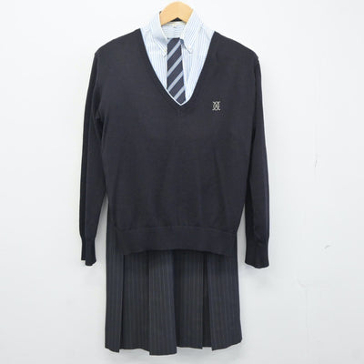 【中古】熊本県 九州学院高等学校 女子制服 5点（ブレザー・シャツ・ニット・スカート）sf024808