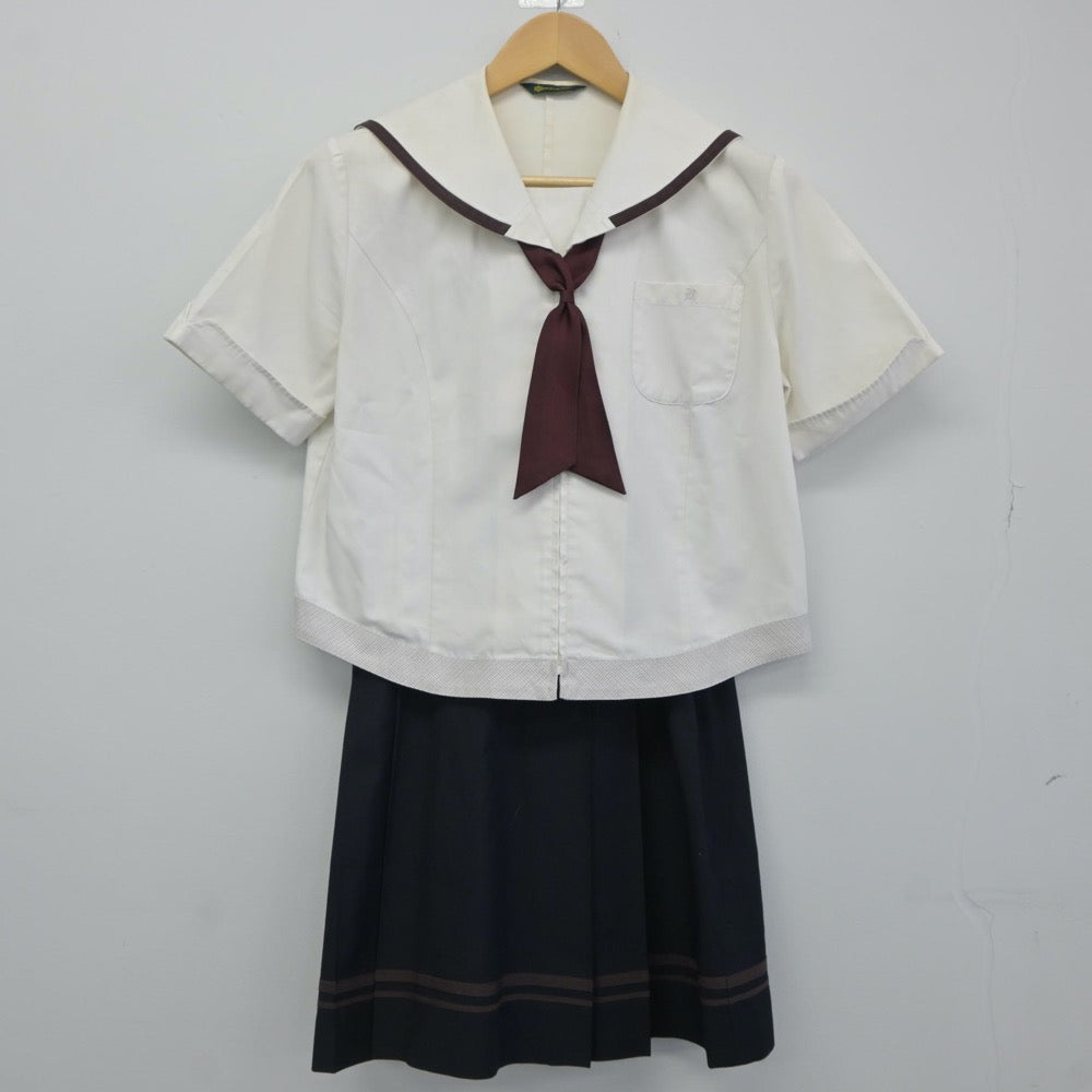 【中古】京都府 京都文教中学校 女子制服 3点（セーラー服・スカート）sf024813