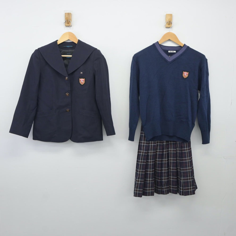 【中古】岐阜県 大垣日大高等学校 女子制服 3点（ブレザー・ニット・スカート）sf024826