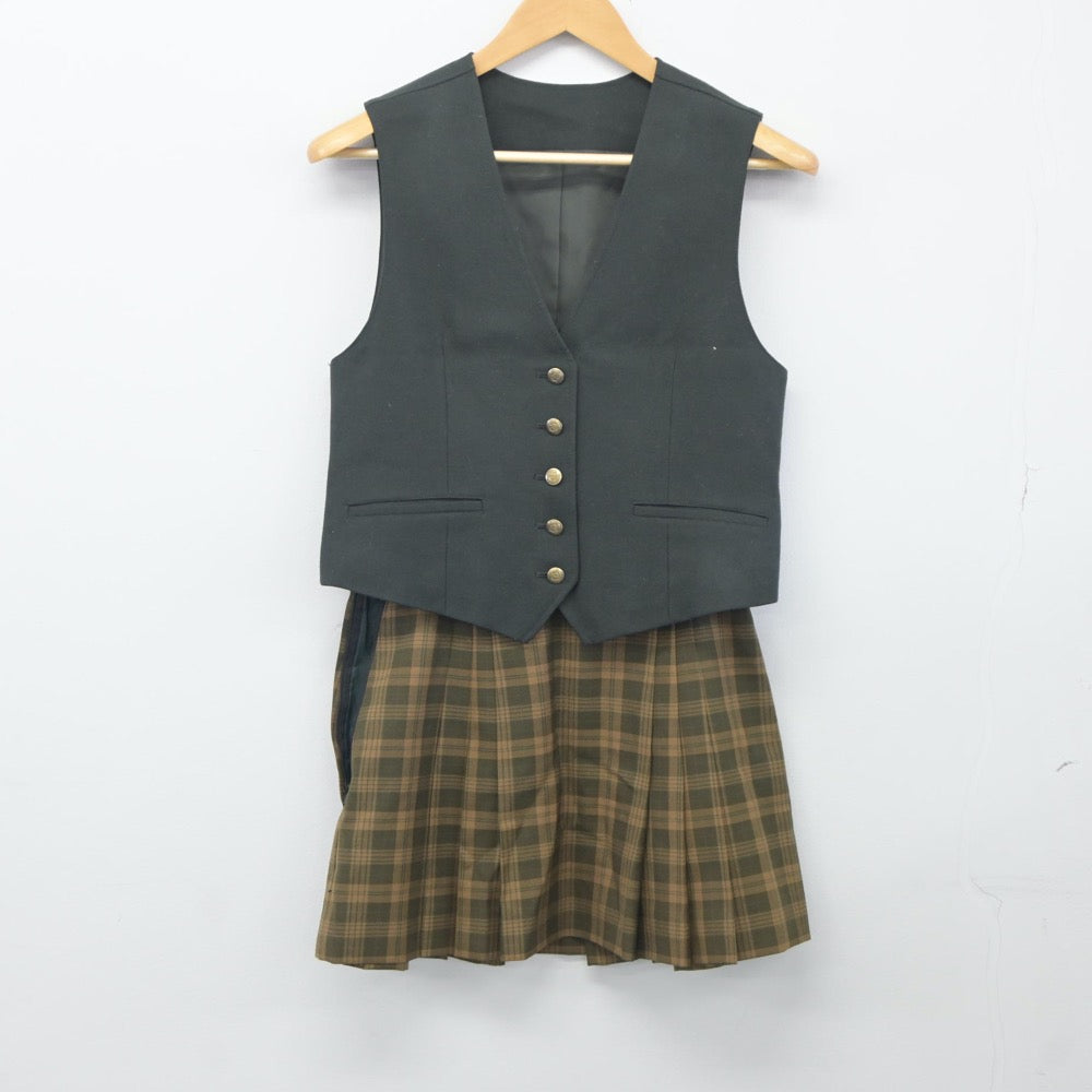 中古制服】長野県 明科高等学校 女子制服 3点（ベスト・スカート