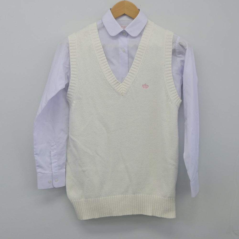 【中古】東京都 蓮沼中学校 女子制服 3点（ニットベスト・シャツ）sf024844