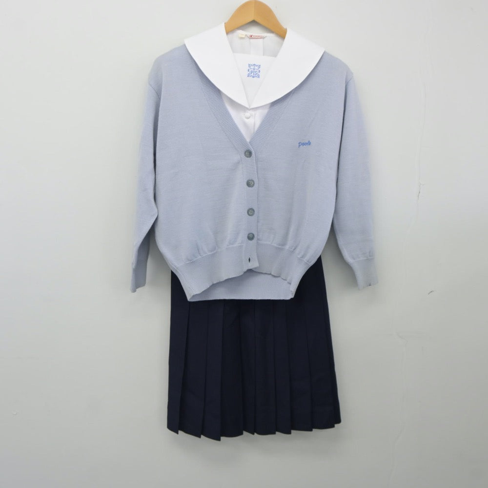 【中古】大阪府 プール学院中学校 女子制服 3点（ニット・シャツ・スカート）sf024858