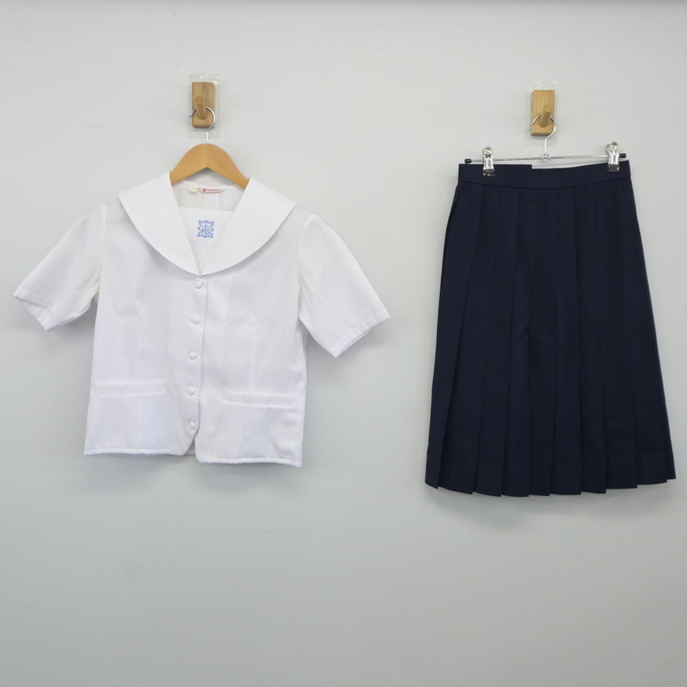 【中古】大阪府 プール学院中学校 女子制服 3点（ニット・シャツ・スカート）sf024858