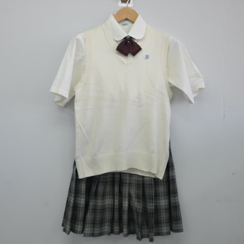 【中古】埼玉県 淑徳与野中学校・高等学校 女子制服 4点（シャツ・ニットベスト・スカート）sf024863