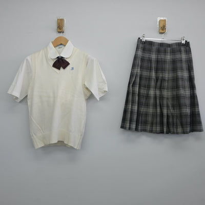 【中古】埼玉県 淑徳与野中学校・高等学校 女子制服 4点（シャツ・ニットベスト・スカート）sf024863