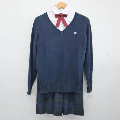 【中古】東京都 蓮沼中学校 女子制服 5点（ブレザー・シャツ・ニット・スカート）sf024865