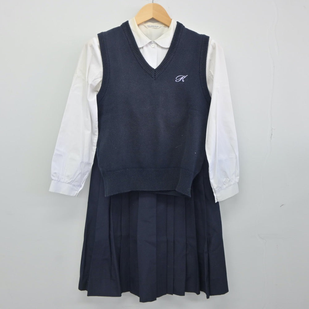 【中古】東京都 貝塚中学校 女子制服 3点（シャツ・ニットベスト・スカート）sf024867