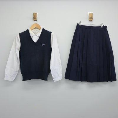 【中古】東京都 貝塚中学校 女子制服 3点（シャツ・ニットベスト・スカート）sf024867