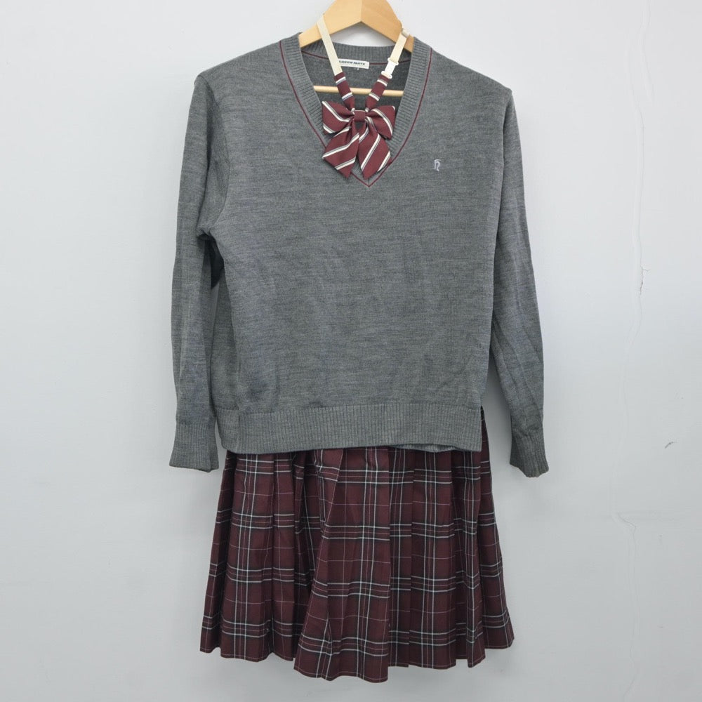 【中古】埼玉県 細田学園高等学校 女子制服 3点（ニット・スカート）sf024889