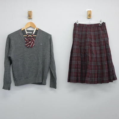 【中古】埼玉県 細田学園高等学校 女子制服 3点（ニット・スカート）sf024889