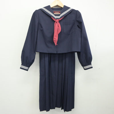 【中古】茨城県 水戸第三中学校 女子制服 3点（セーラー服・ジャンパースカート）sf024898