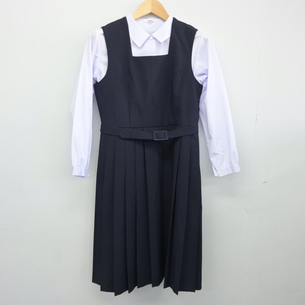 【中古】茨城県 水戸第三中学校 女子制服 3点（シャツ・ジャンパースカート）sf024899