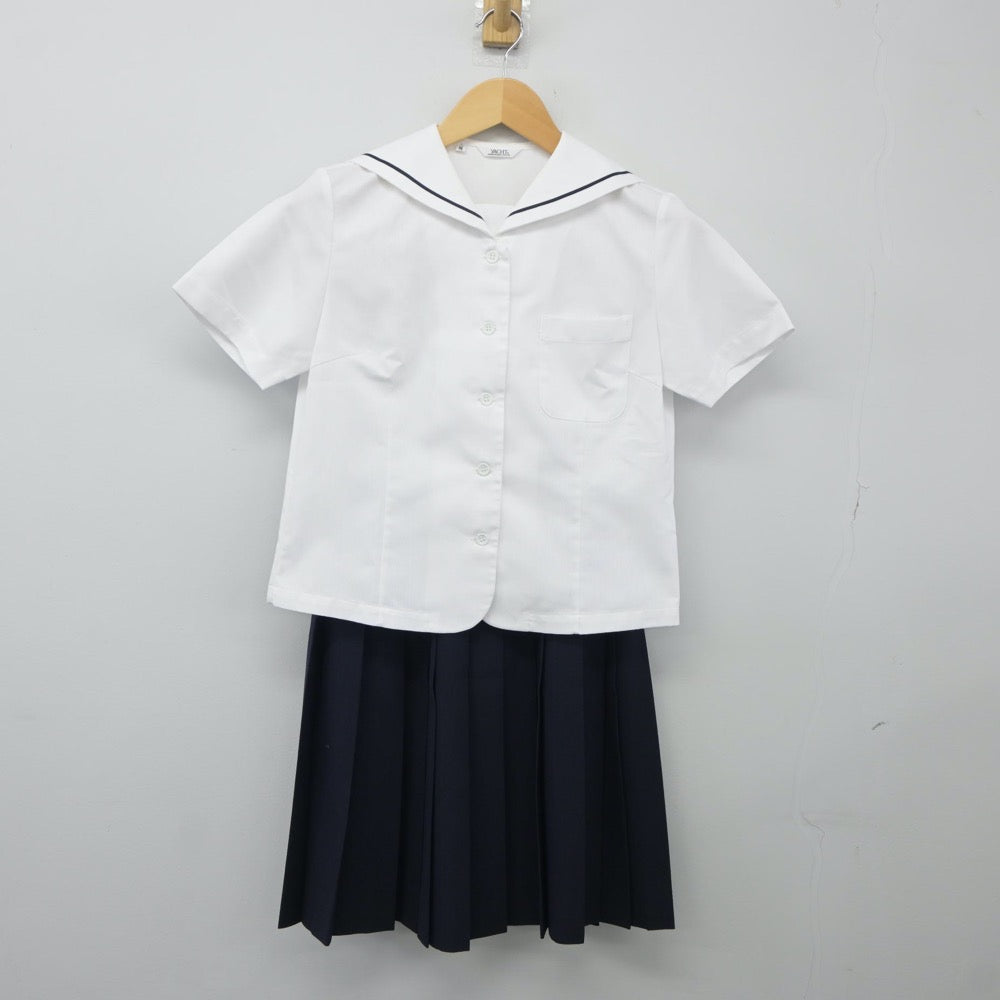 【中古】岡山県 足守中学校 女子制服 3点（セーラー服・スカート）sf024908