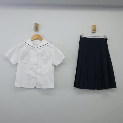 【中古】岡山県 足守中学校 女子制服 3点（セーラー服・スカート）sf024908