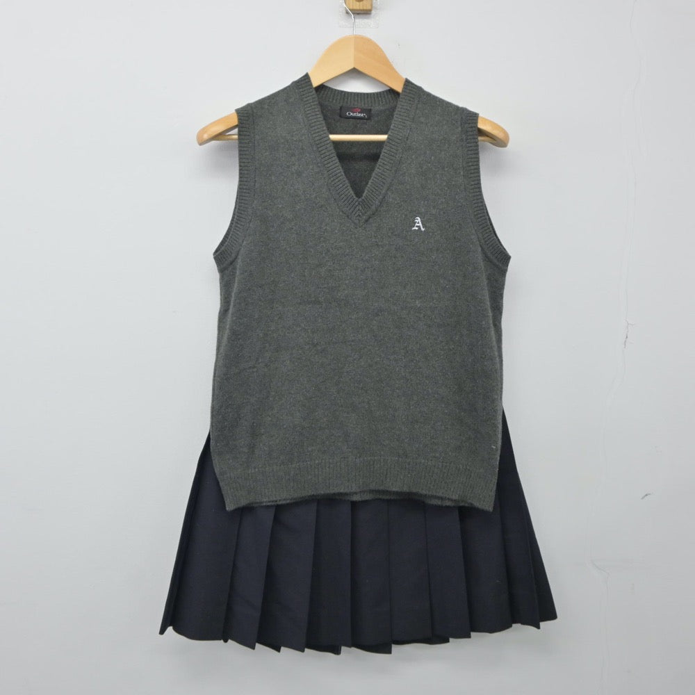 【中古】宮城県 宮城農業高等学校 女子制服 2点（ニットベスト・スカート）sf024917