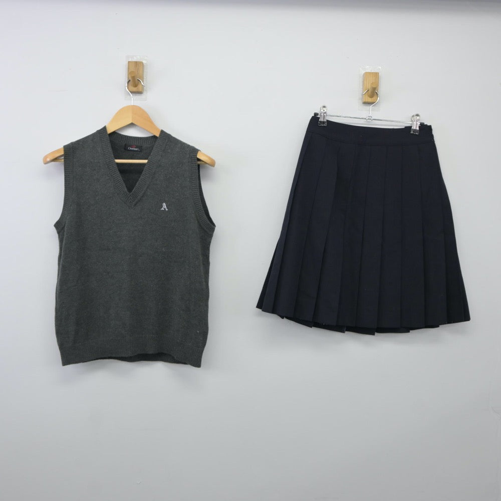 【中古】宮城県 宮城農業高等学校 女子制服 2点（ニットベスト・スカート）sf024917