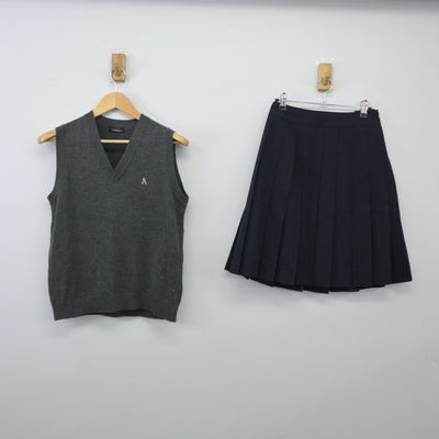 【中古】宮城県 宮城農業高等学校 女子制服 2点（ニットベスト・スカート）sf024917