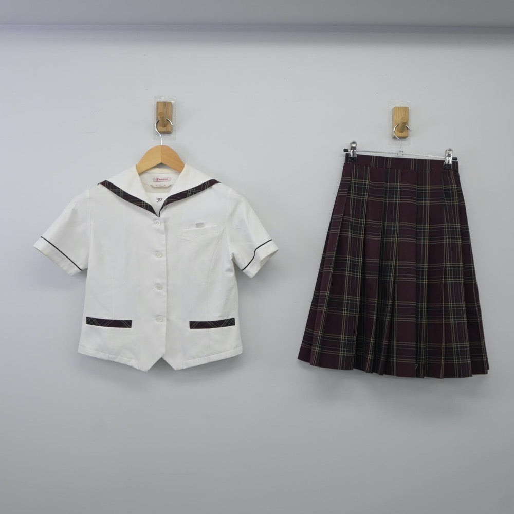 【中古】大阪府 文の里中学校 女子制服 2点（シャツ・スカート）sf024922