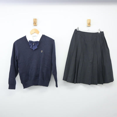 【中古】広島県 安西高等学校 女子制服 4点（ニット・シャツ・スカート）sf024925