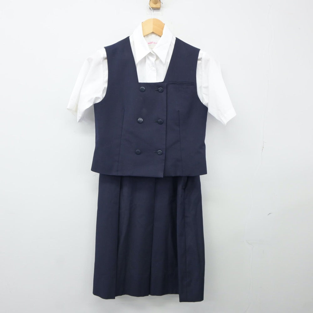 【中古】埼玉県 川越女子高等学校 女子制服 3点（ベスト・シャツ・スカート）sf024938