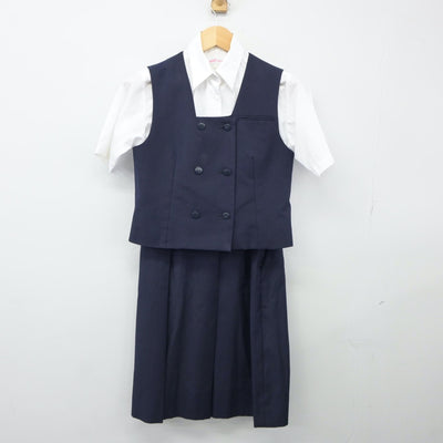 【中古】埼玉県 川越女子高等学校 女子制服 3点（ベスト・シャツ・スカート）sf024938