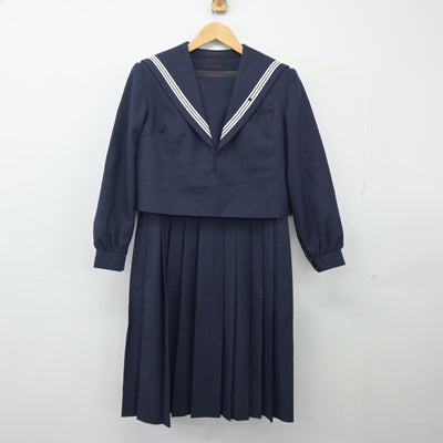 【中古】福岡県 香椎高等学校 女子制服 2点（セーラー服・ジャンパースカート）sf024945