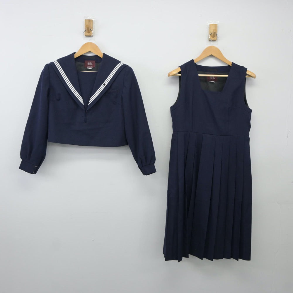 【中古】福岡県 香椎高等学校 女子制服 2点（セーラー服・ジャンパースカート）sf024945