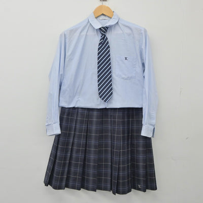 【中古】北海道 苫小牧総合経済高等学校 女子制服 4点（ブレザー・シャツ・スカート）sf024956