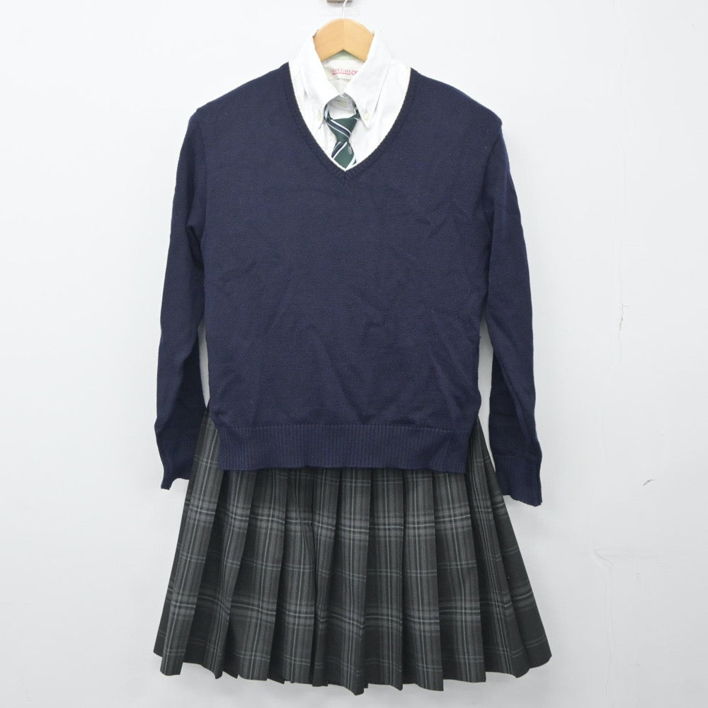 【中古】岩手県 専修北上高等学校 女子制服 6点（ブレザー・ニット・シャツ・スカート）sf024960