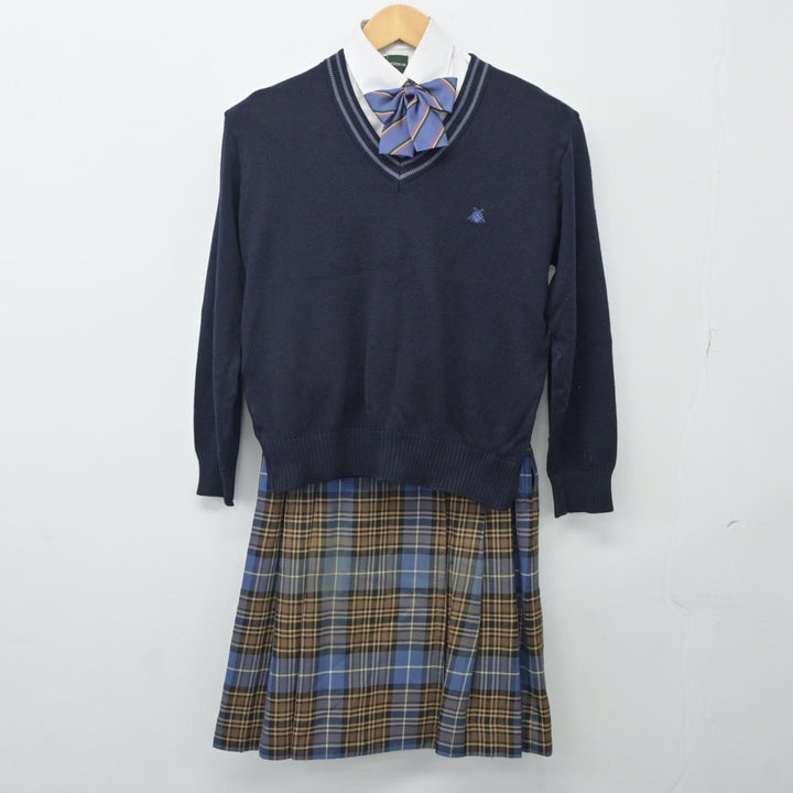 【中古】岡山県 岡山学芸館高等学校 女子制服 7点（ブレザー・ニット・シャツ・スカート）sf024988