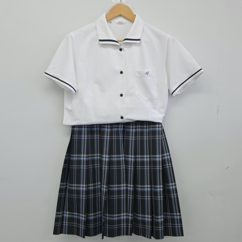 【中古】新潟県 加茂暁星高等学校 女子制服 3点（シャツ・スカート）sf025014