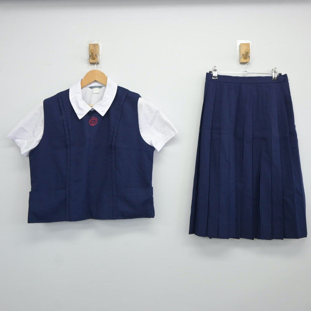 【中古】奈良県 育英西中学校・高等学校 女子制服 3点（ベスト・シャツ・スカート）sf025024