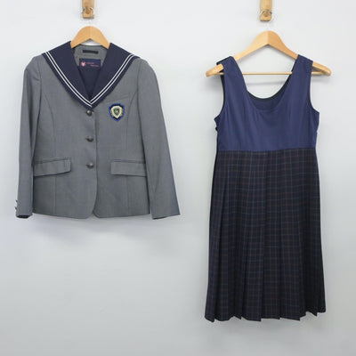 【中古】福岡県 精華女子高等学校 女子制服 2点（ブレザー・ジャンパースカート）sf025042