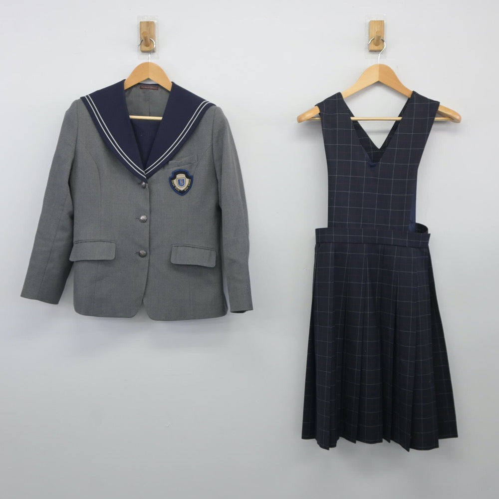 【中古】福岡県 精華女子高等学校 女子制服 2点（ブレザー・ジャンパースカート）sf025043