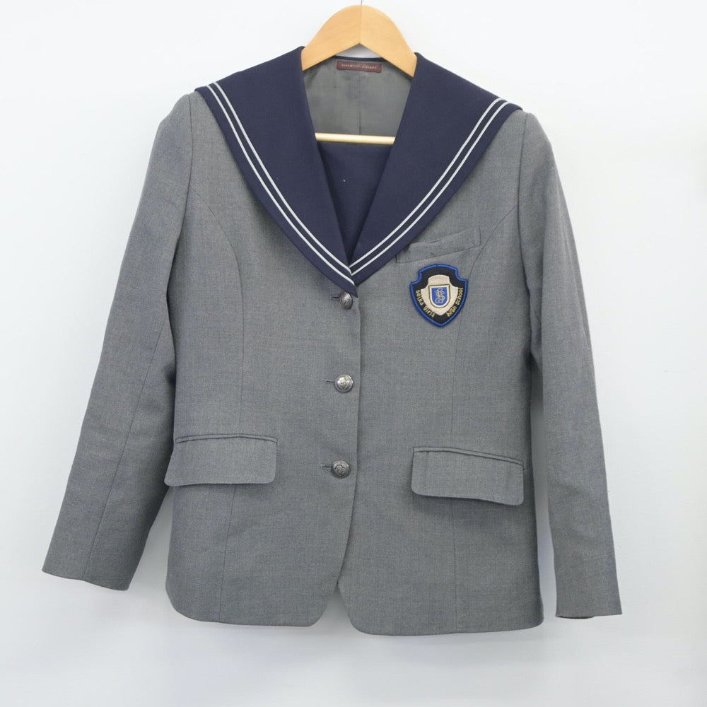 【中古】福岡県 精華女子高等学校 女子制服 2点（ブレザー・ジャンパースカート）sf025043