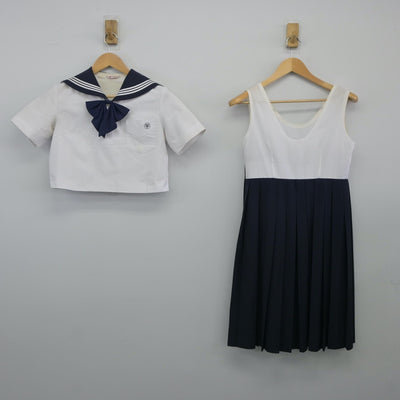 【中古】福岡県 精華女子高等学校 女子制服 4点（セーラー服・ニット・ジャンパースカート）sf025044