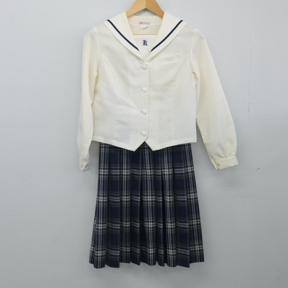 【中古】愛媛県 新居浜北中学校 女子制服 3点（セーラー服・スカート）sf025050