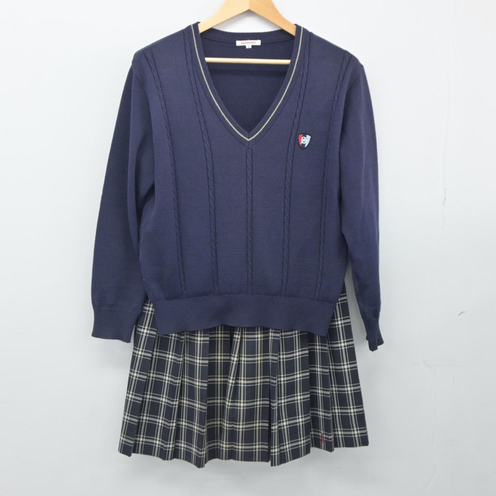 【中古】岡山県 西大寺高等学校 女子制服 2点（ニット・スカート）sf025055